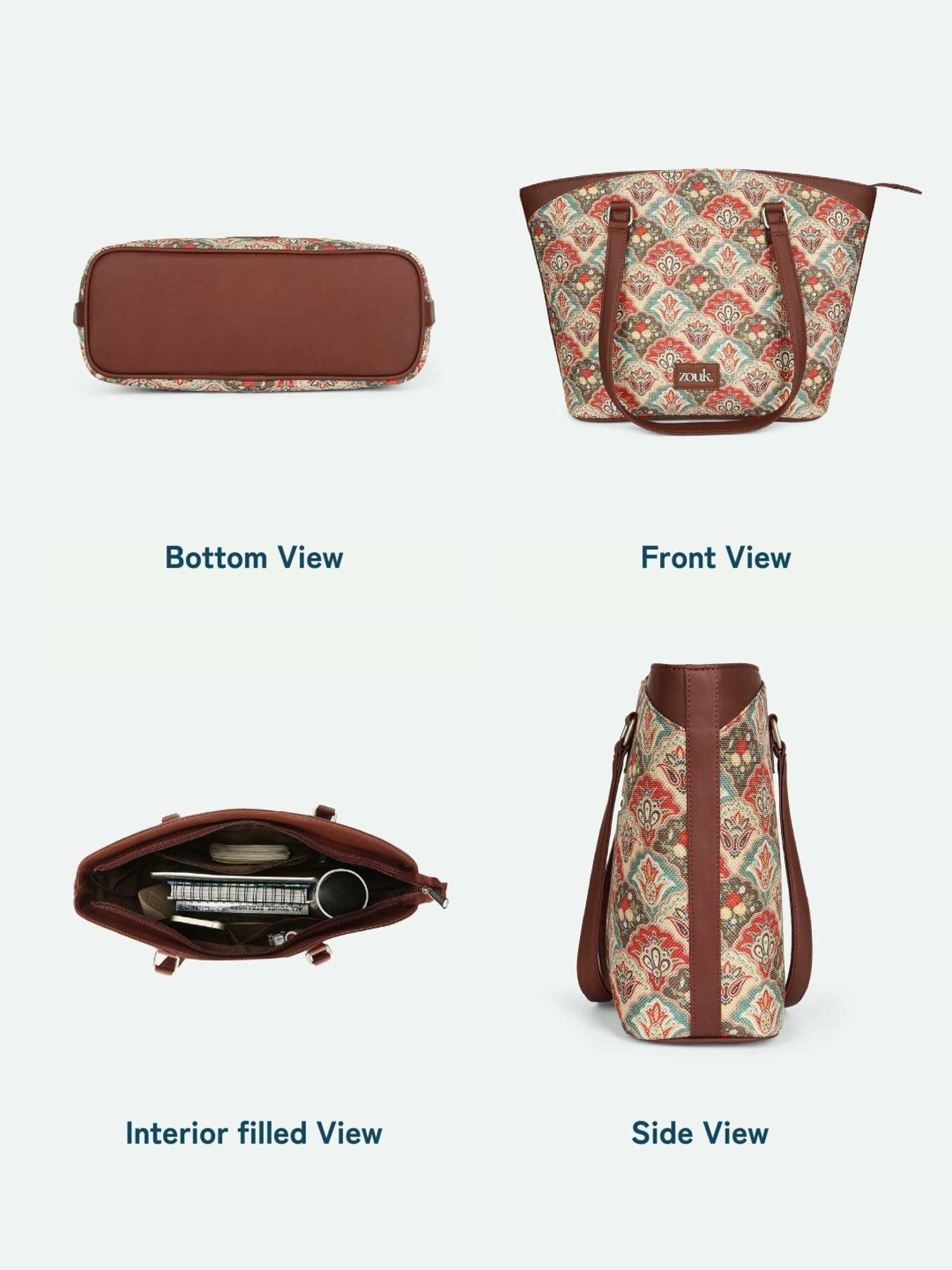 ZOUK Multicolor Printed Large Tote Bag