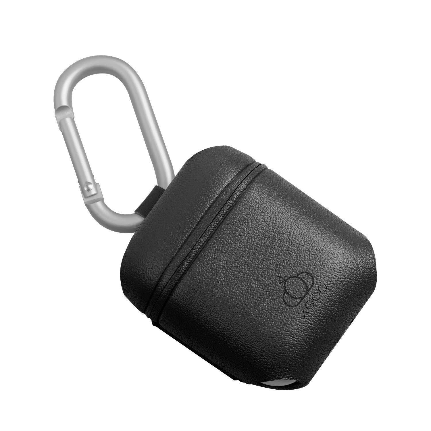 XGUO Replacement for AirPods Case,Premium Leather Handmade Portable Protective Cover Carrying Case for AirPods Charging Case (Black)