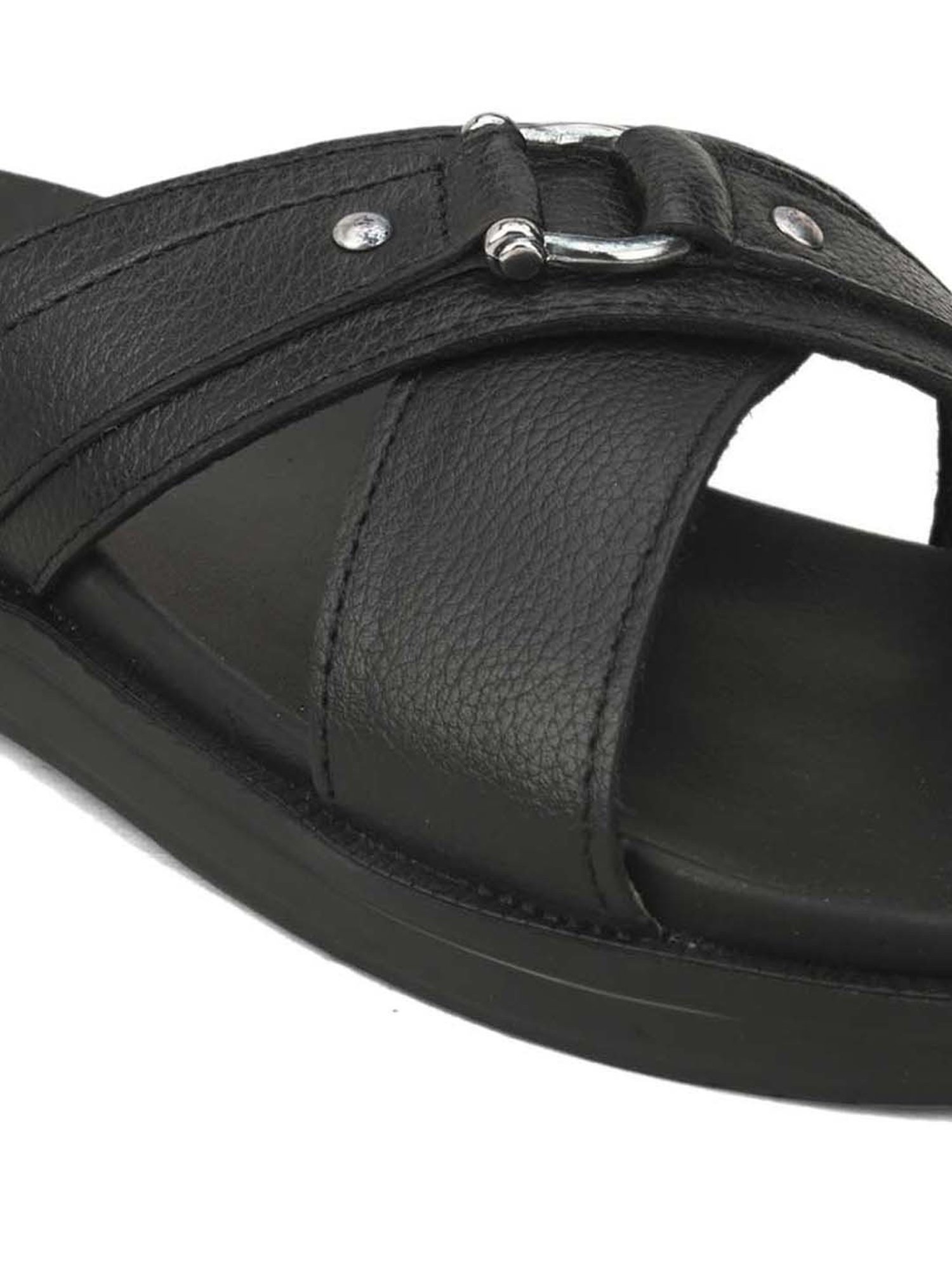 Alberto Torresi Men's Black Cross Strap Sandals