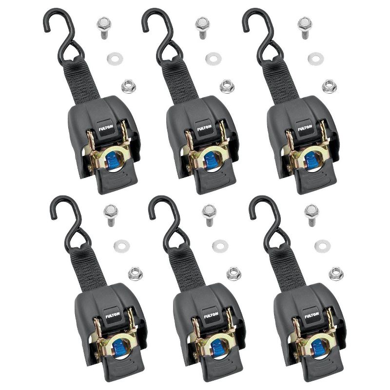 Fulton 2 x 43" Zinc Transom Retractable Ratchet Boat Tie Down Straps (6 Straps)