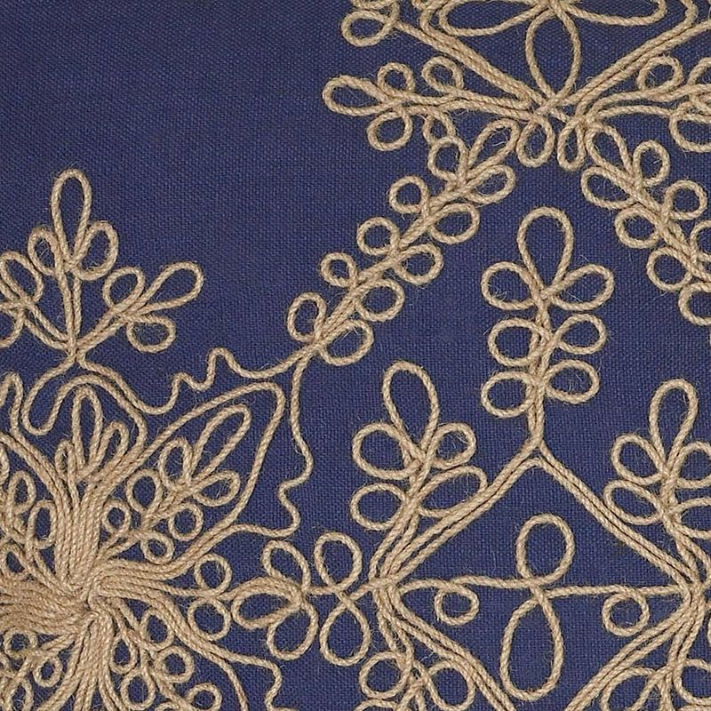 18"x18" Applique Throw Pillow Needlework Motif Navy - Rizzy Home