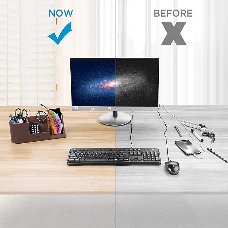 Wireless Charger Desk Organizer Wireless Charging Station for iPhone 11 Pro X XS MAX XR 8 Plus and Samsung S7 Edge S8 S9 Plus Note 8 9and More Desk Storage Caddy Pen Pad Holder