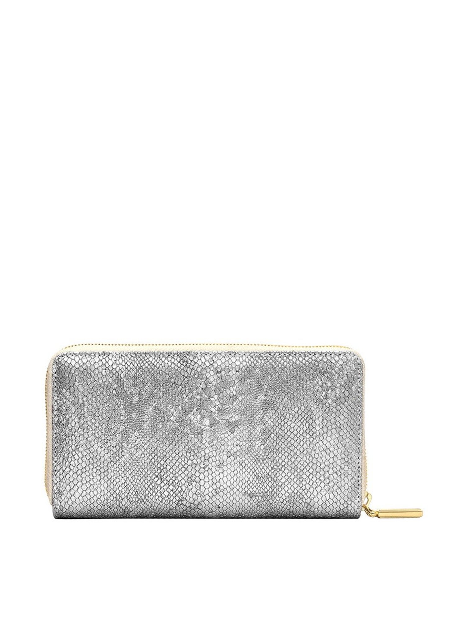 Eske Silver Printed Zip Around Wallet for Women