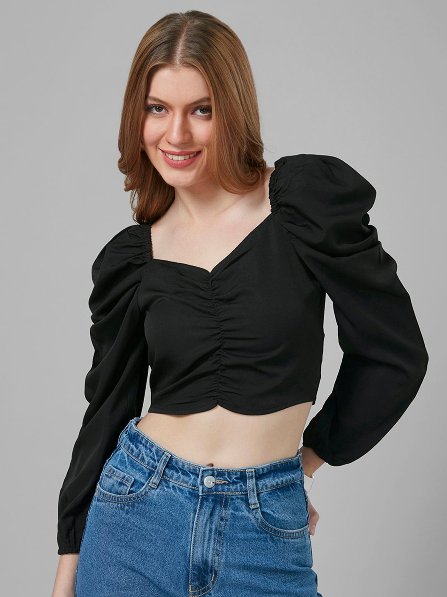 Style Quotient Black Regular Fit Crop Top