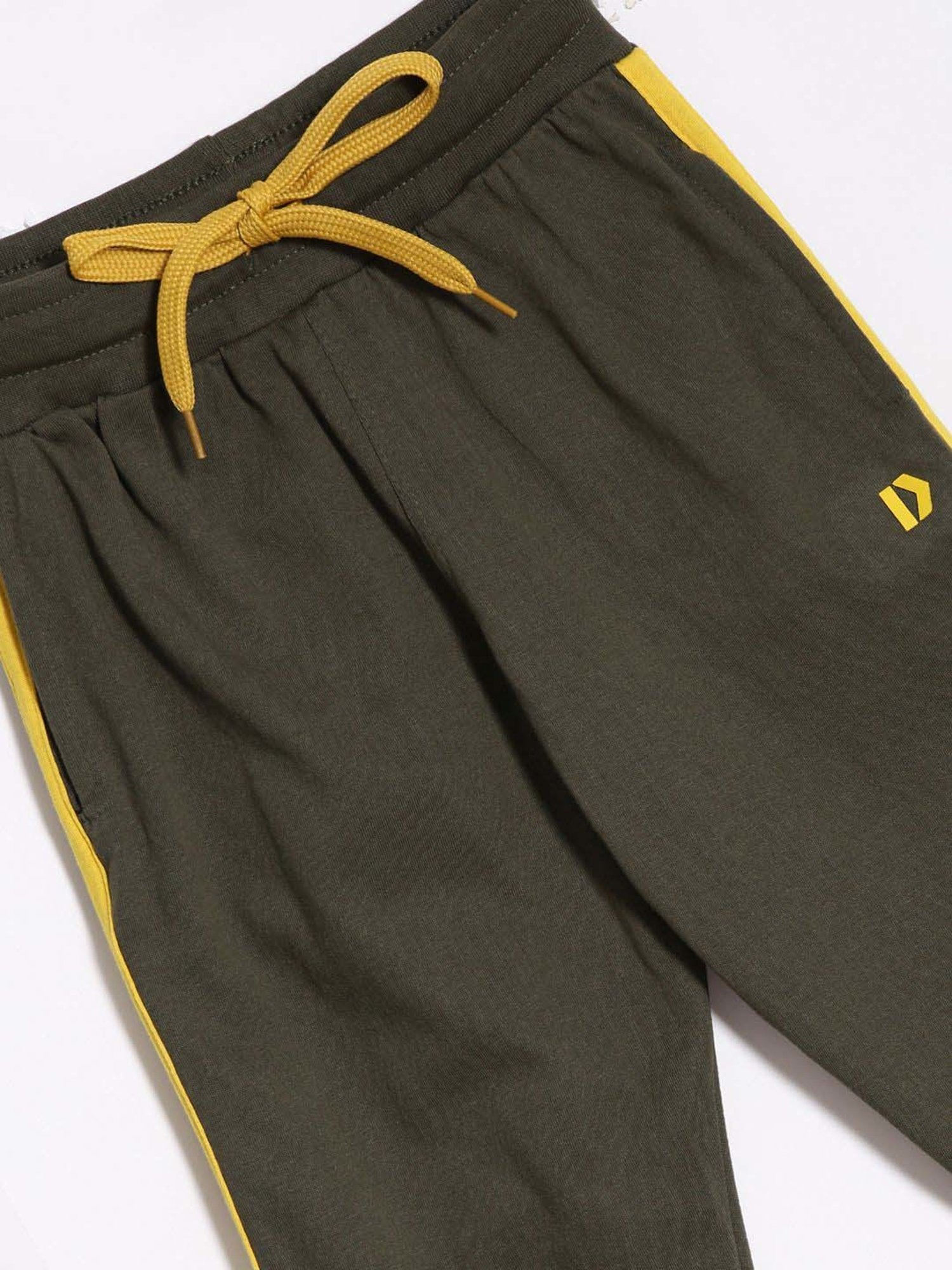 Dixcy Scott Originals Kids Olive & Yellow Cotton Relaxed Fit Joggers