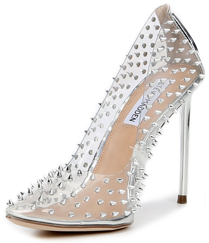 Steve Madden Vala Clear Studded Metallic Stiletto Heel Pumps