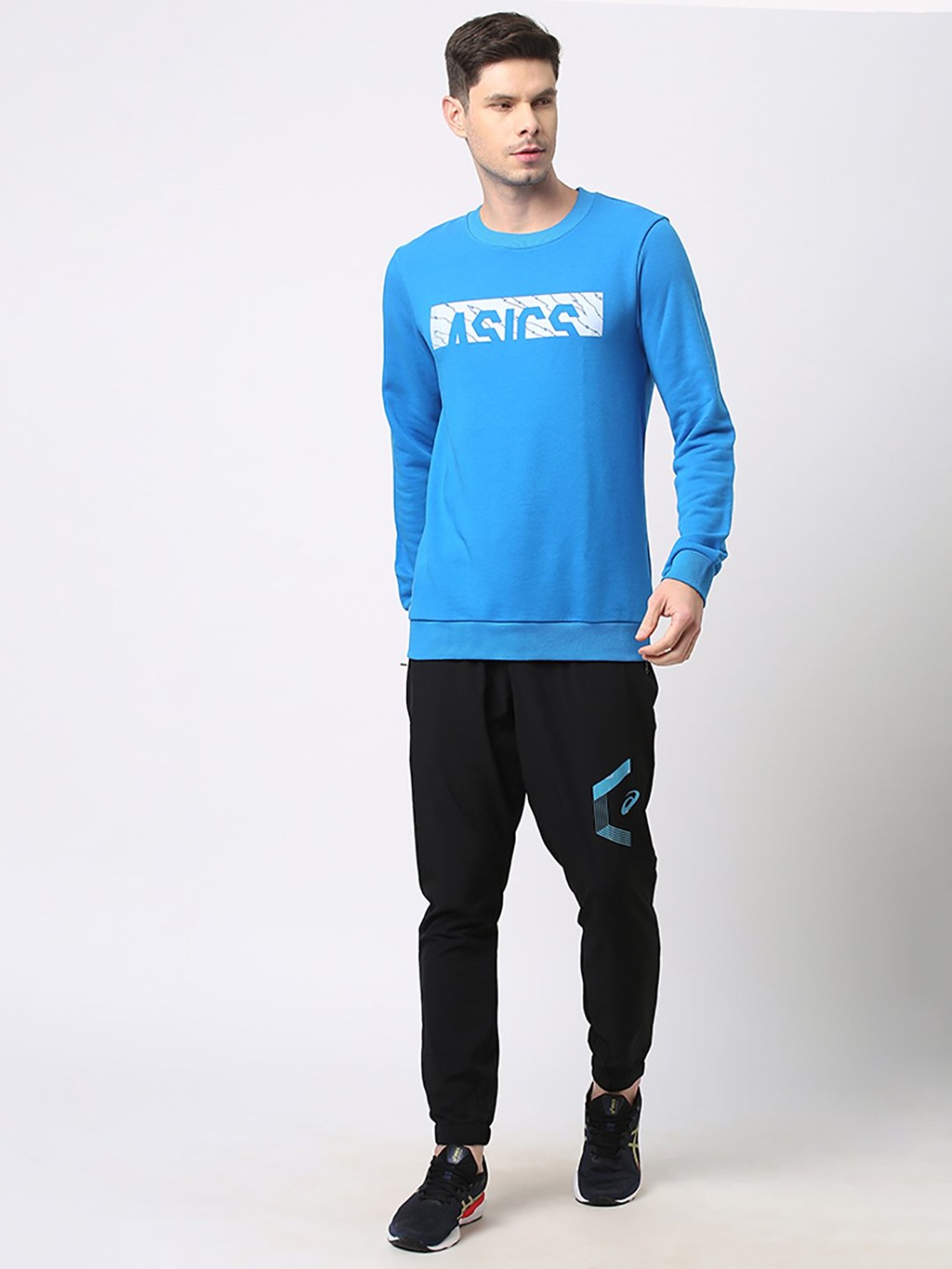 Asics Sky Blue Regular Fit Graphic Print Sweatshirt