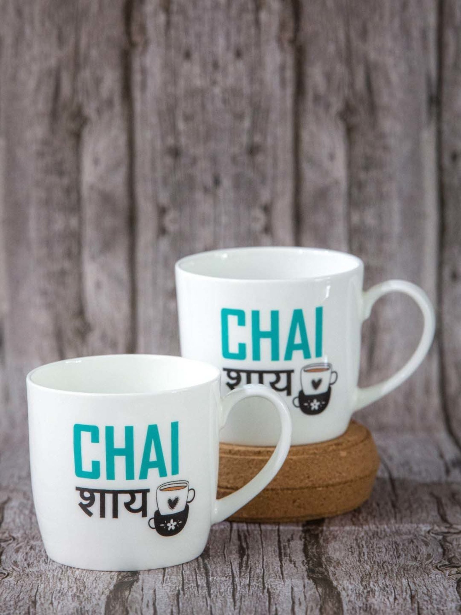 Goodhomes Multicolor Bone China Coffee Mug - Set of 2 (280ml)