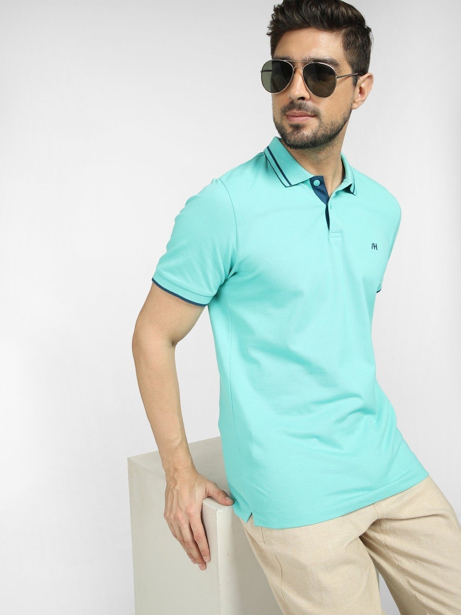 SELECTED HOMME Blue Cotton Slim Fit Polo T-Shirt