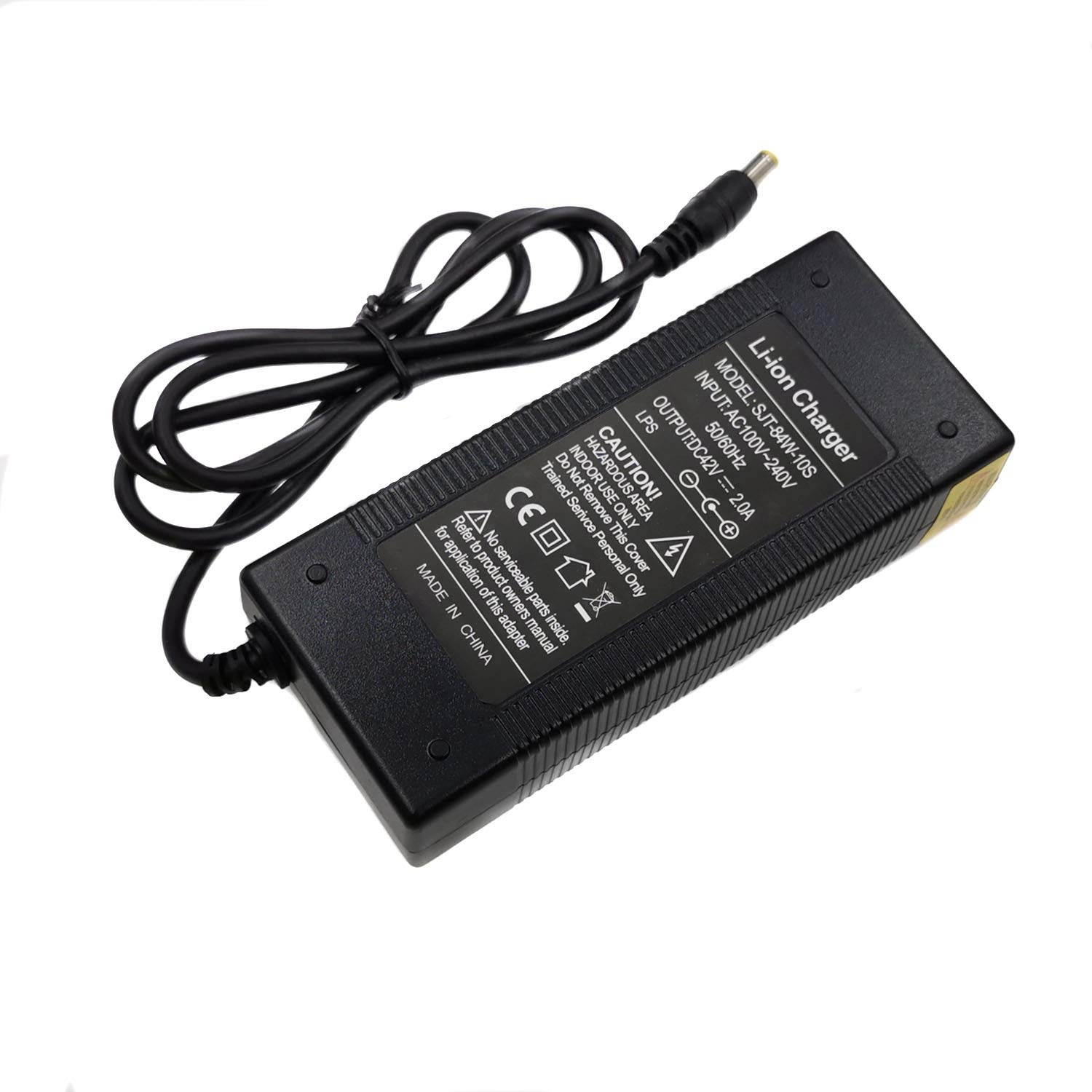 36V Adapter Output 42V 2A VAC Input 100-240 DC 5.5 x 2.1 Charger for 37V 10S Batteries Pack