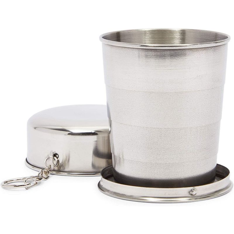 Okuna Outpost 2 Pack Stainless Steel Portable Collapsible Shot Glasses Cup Tumbler for Camping, Travel (8.4 oz)