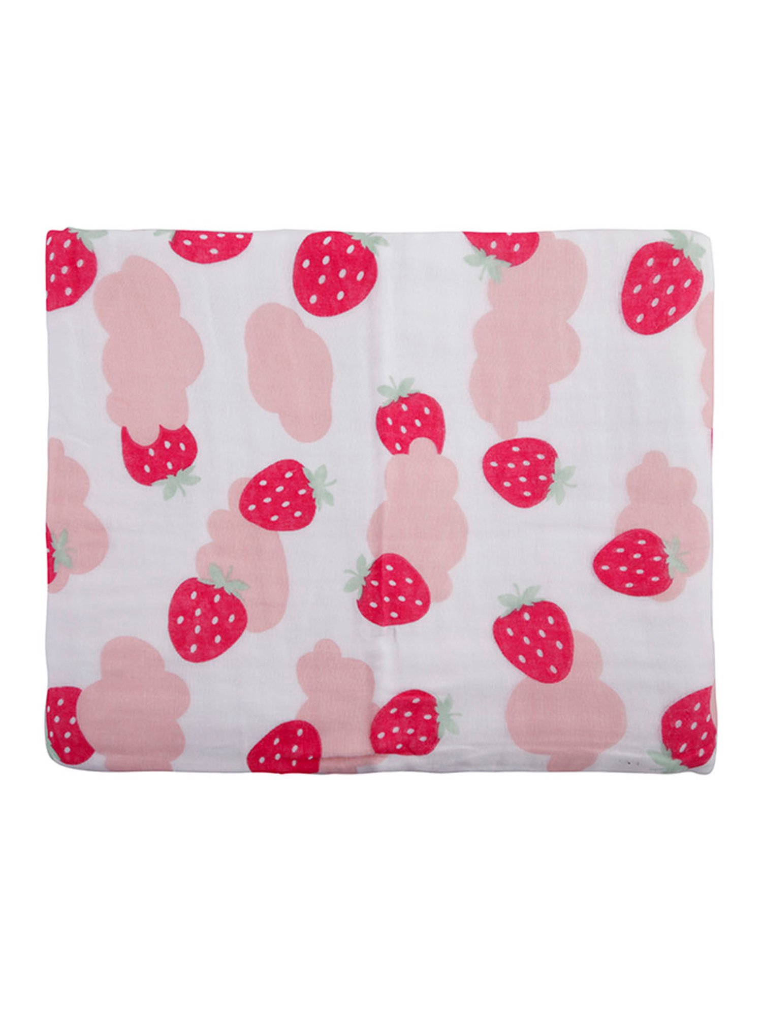Baby Moo Strawberry White and Pink Muslin Blanket