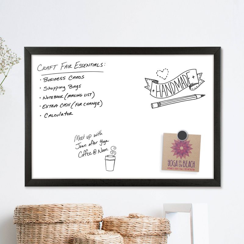 U Brands 24"x18" Magnetic Dry Erase Board Black MDF Frame