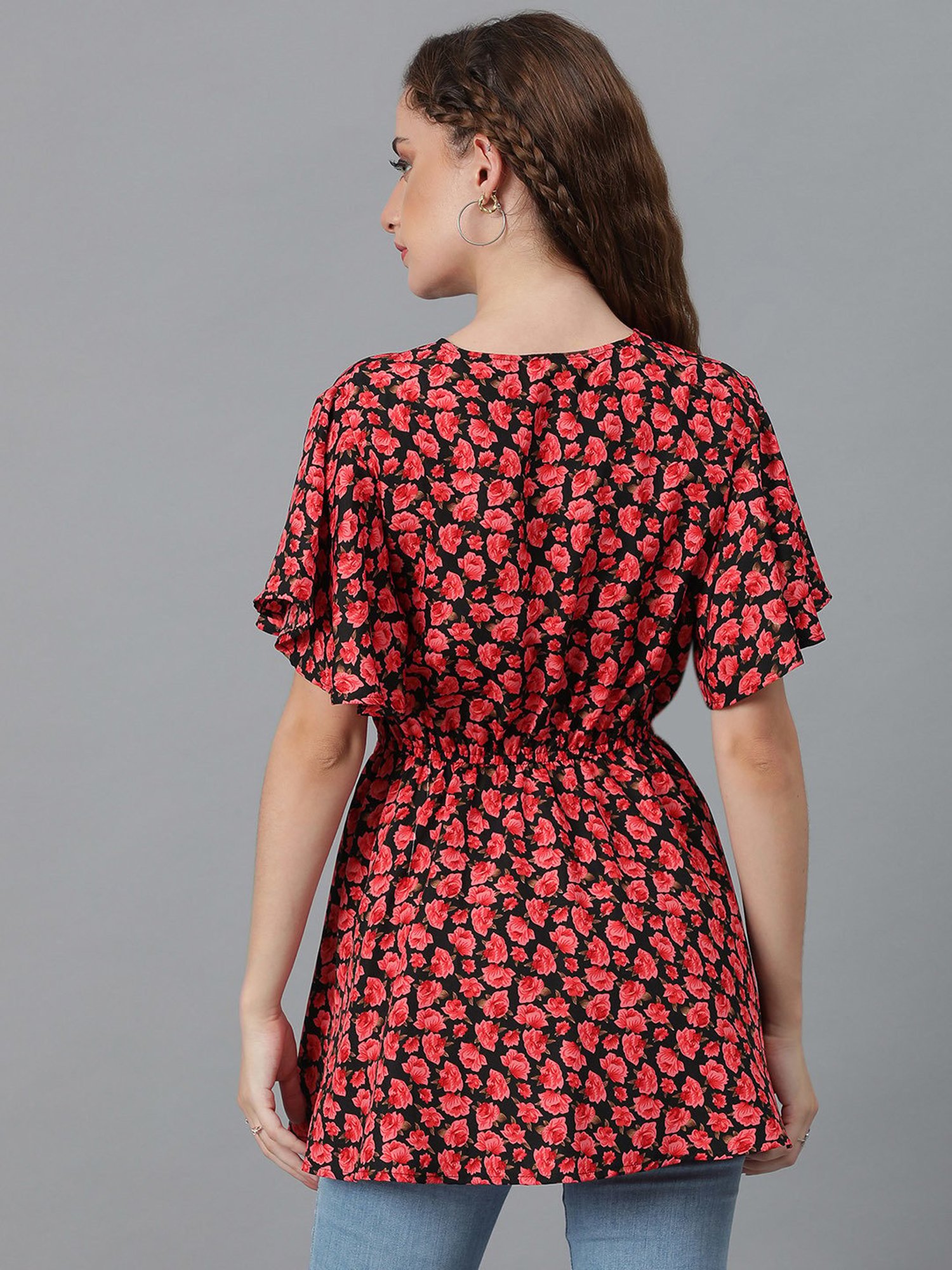 Kotty Coral & White Floral Print Top