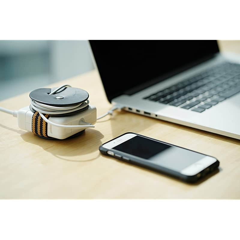 Leather Cable Organizer for MacBook Pro Power Adapter BlackStripes