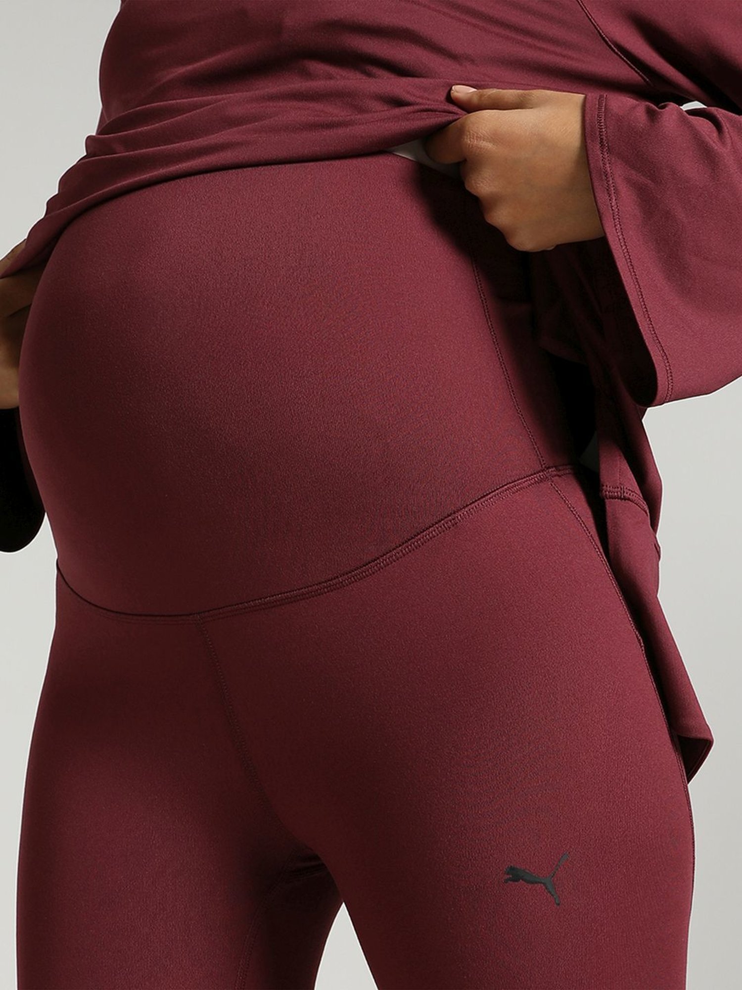 Puma Red Mid Rise Maternity Yoga Tights