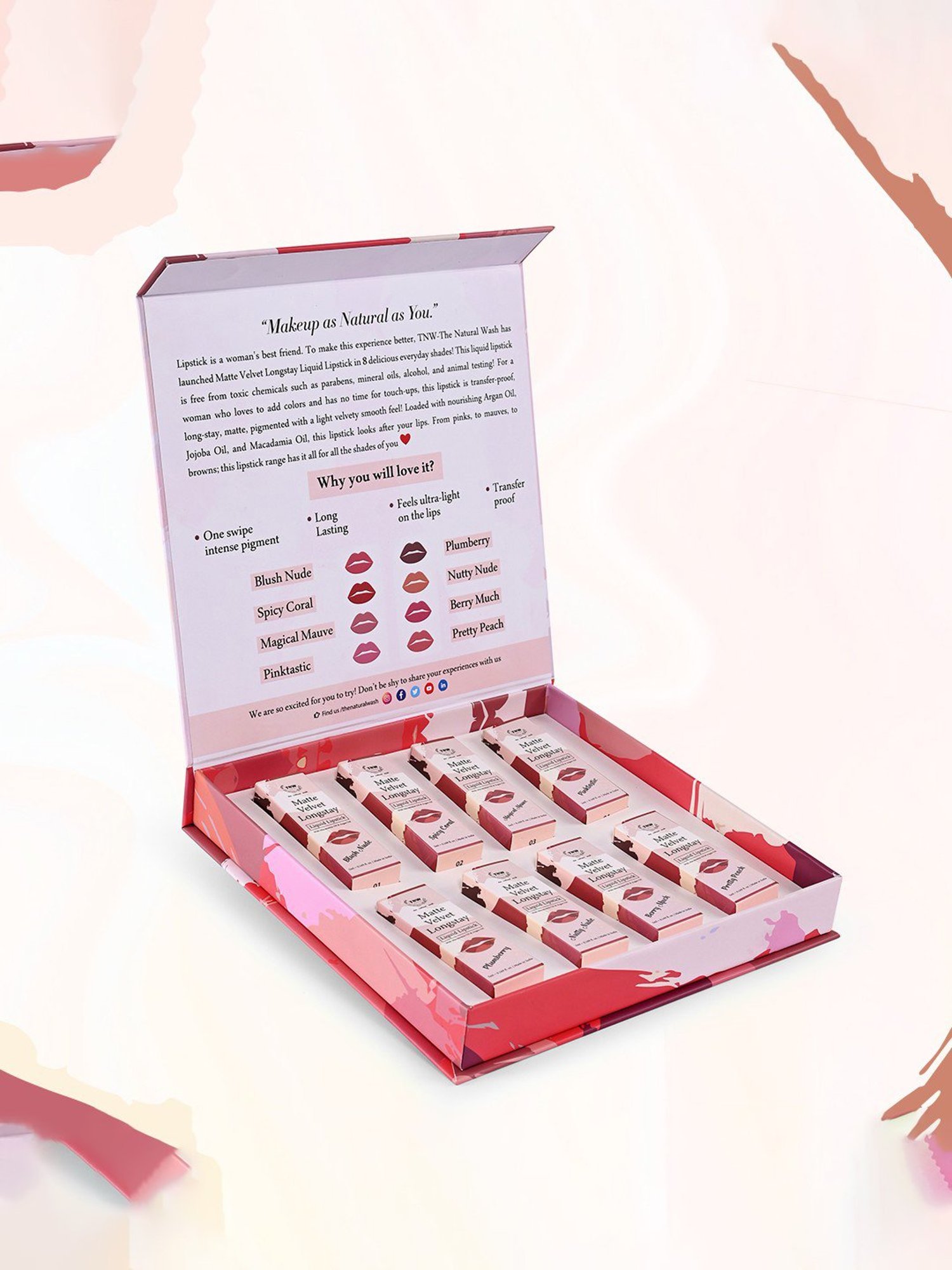 TNW-The Natural Wash Matte Velvet Longstay Liquid Lipstick - Pack of 8