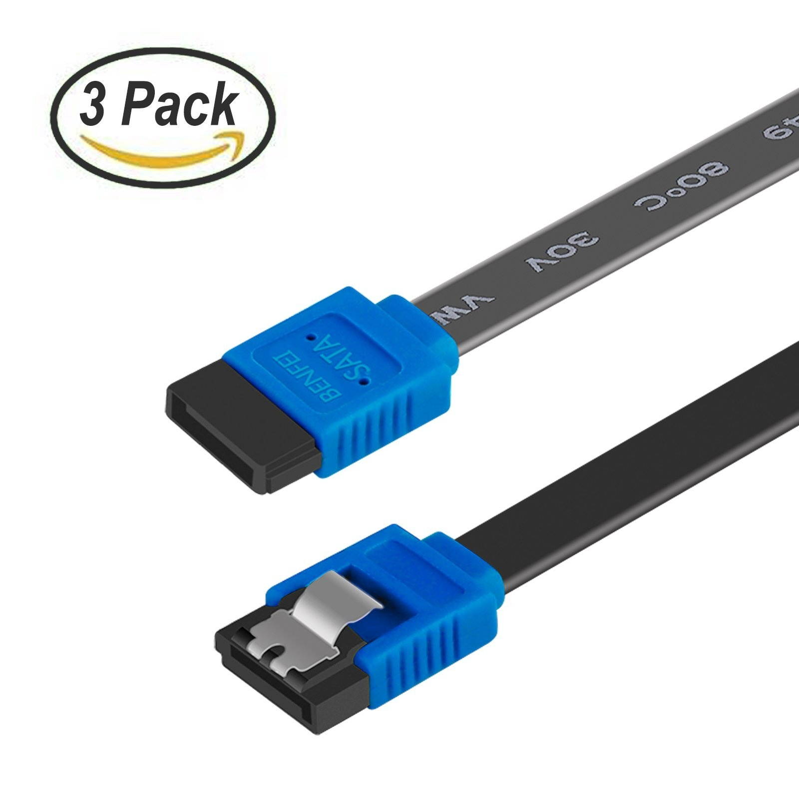 sata cable iii, benfei 3 pack sata cable iii 6gbps straight hdd sdd data cable with locking latch 18 inch for sata hdd, ssd, cd driver, cd writer