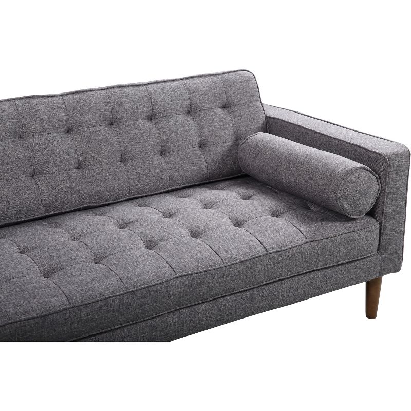Element Right-Side Chaise Sectional in Dark Gray Linen and Walnut Legs - Armen Living