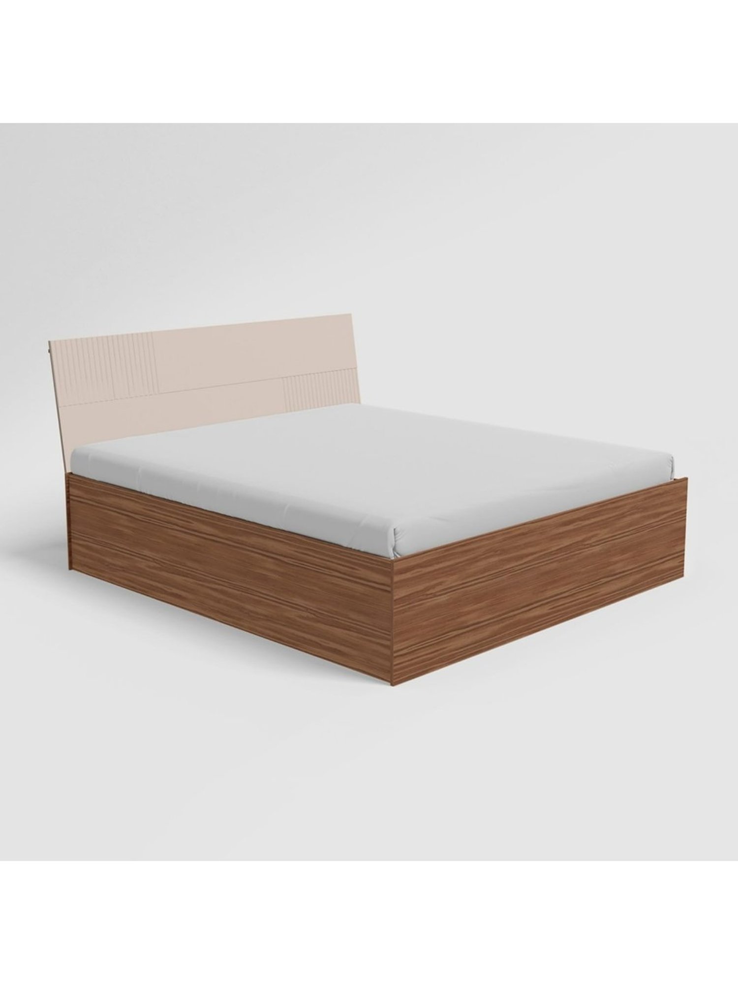Godrej Interio Flutes Wee Cream & Brown Engineered Wood King Size Bed with Box Storage