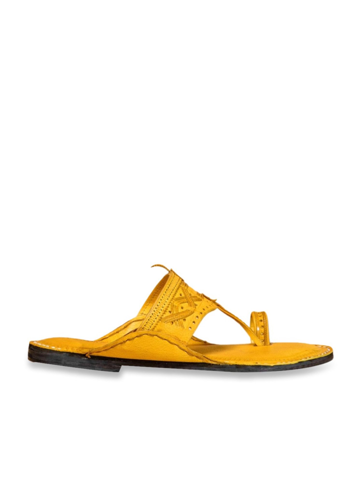 Kalapuri Men's Yellow Kolhapuri Sandals