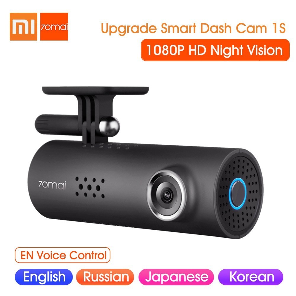 Global Version Xiaomi 70mai Smart Dash Cam 1S Car DVR 1080P HD Night Vision Voice Control WiFi Car Camera Smart Parking Monitor Car Recorder Upgrade Version