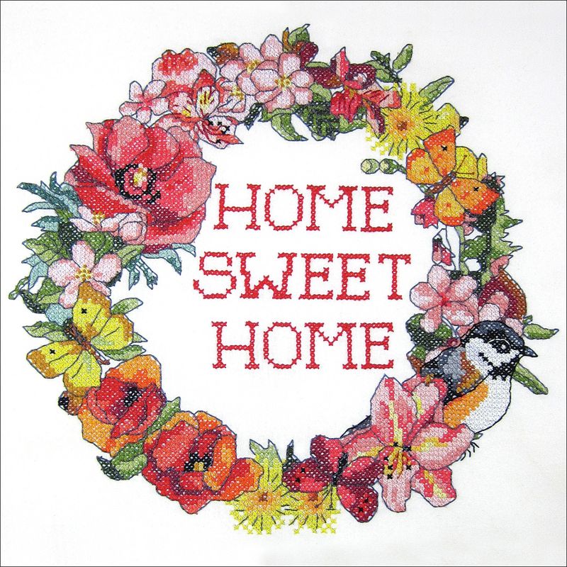 Janlynn Stamped Cross Stitch Kit 14"X14"-Home Sweet Home