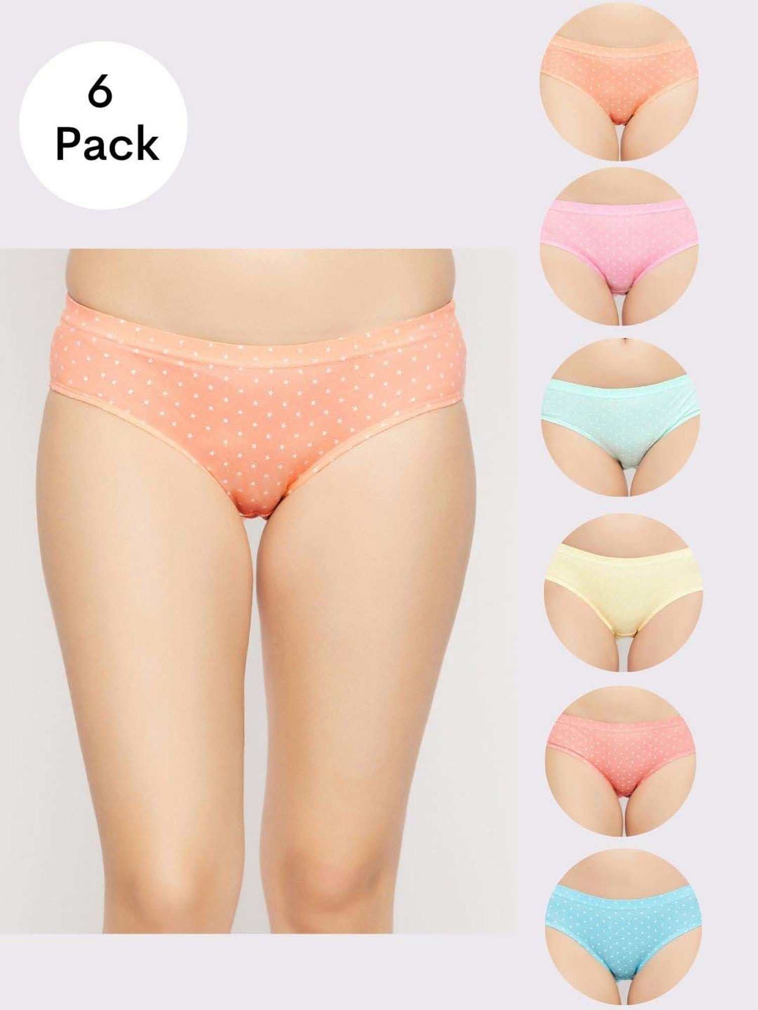 Secrets By ZeroKaata Assorted Cotton Printed Hipster Panties - Pack Of 6