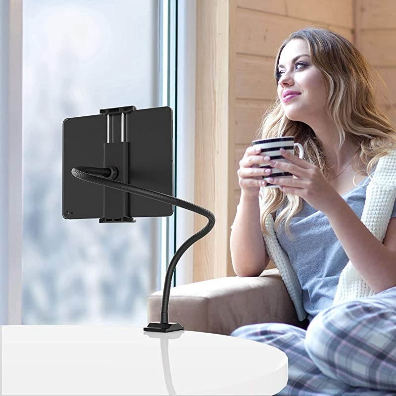 Gooseneck Tablet Stand & Cell Phone Holder,Universal 360&deg; Flexible Tablet Mount| Lazy Arm Holder Clamp Mount Bracket Bed Dock Compatible with Pad Mini/Air 2/3/4,Tab 2 3 and 4.7-10.5" Devices