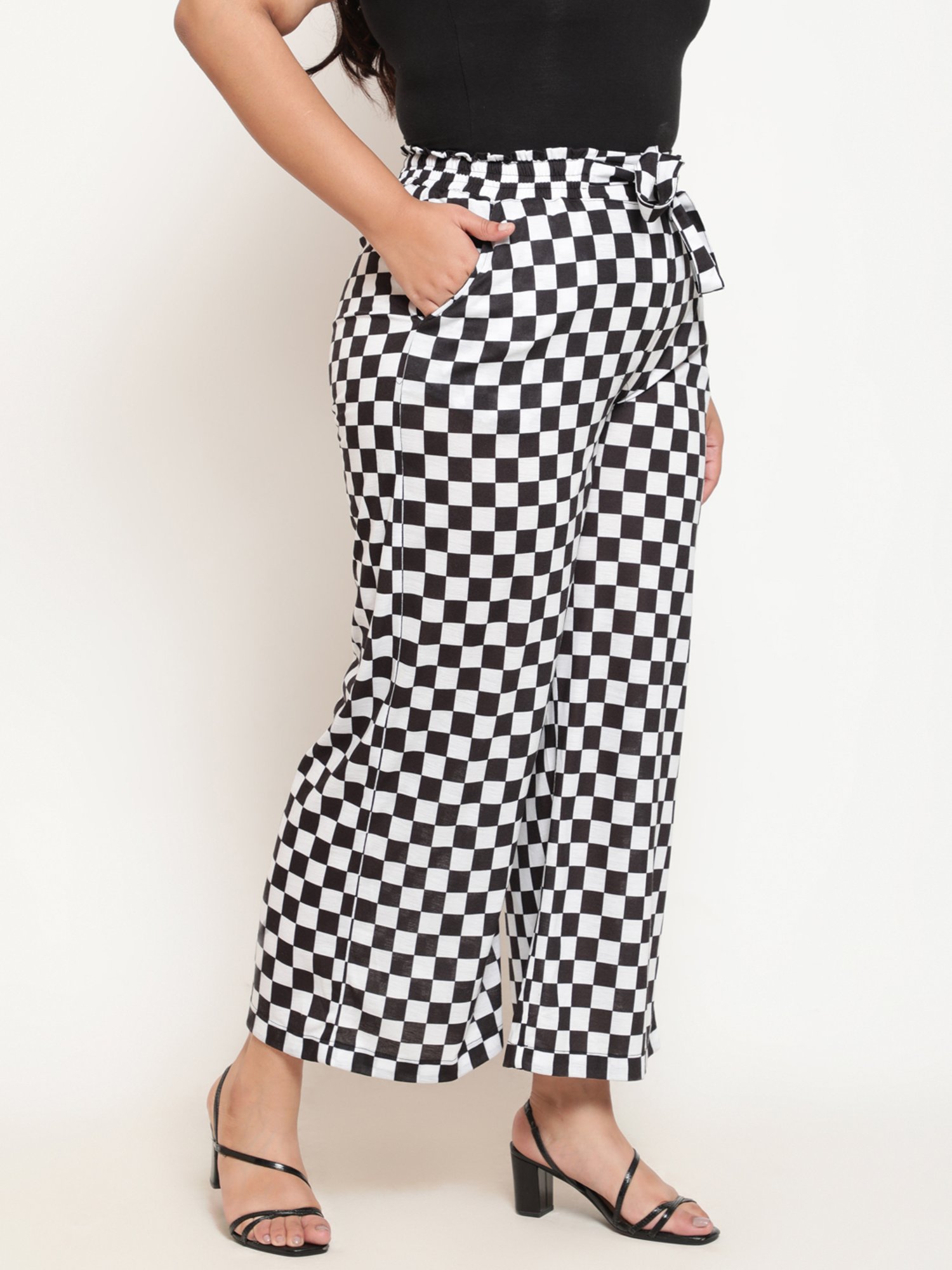 Amydus Black Check Regular Fit Pants