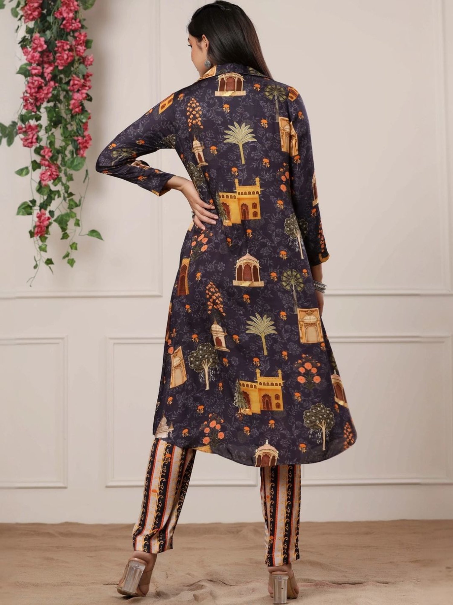 Melon by PlusS Blue Printed Shirt Pant Set