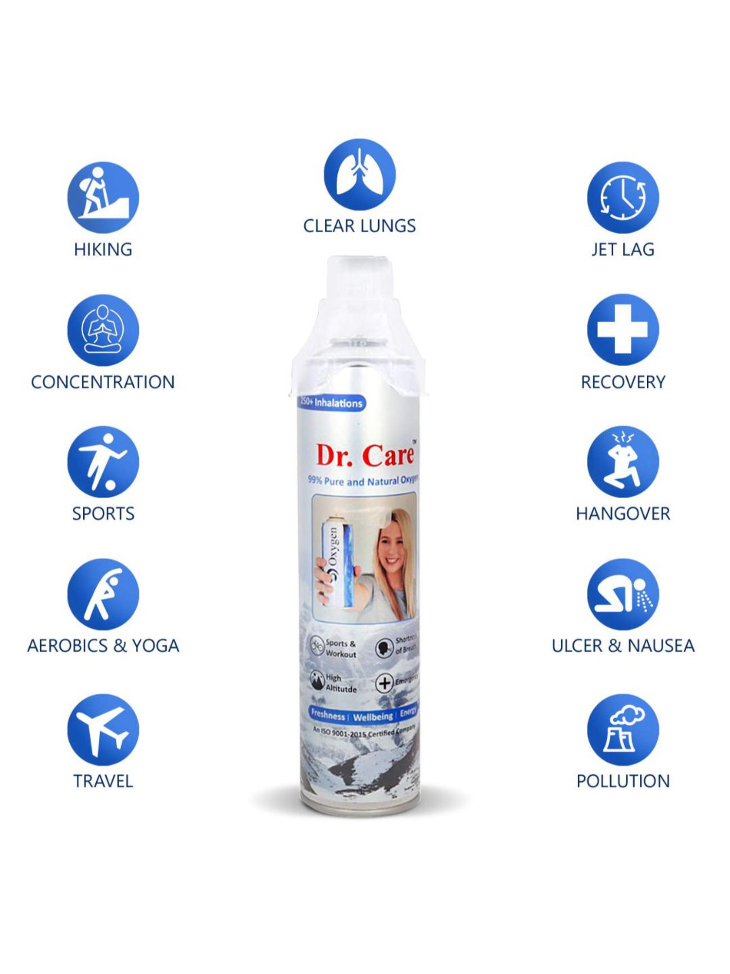 MCP Dr. Care 12L Portable Oxygen Can with Inbuilt Mask and Upto 250 Breaths - Pack of 3