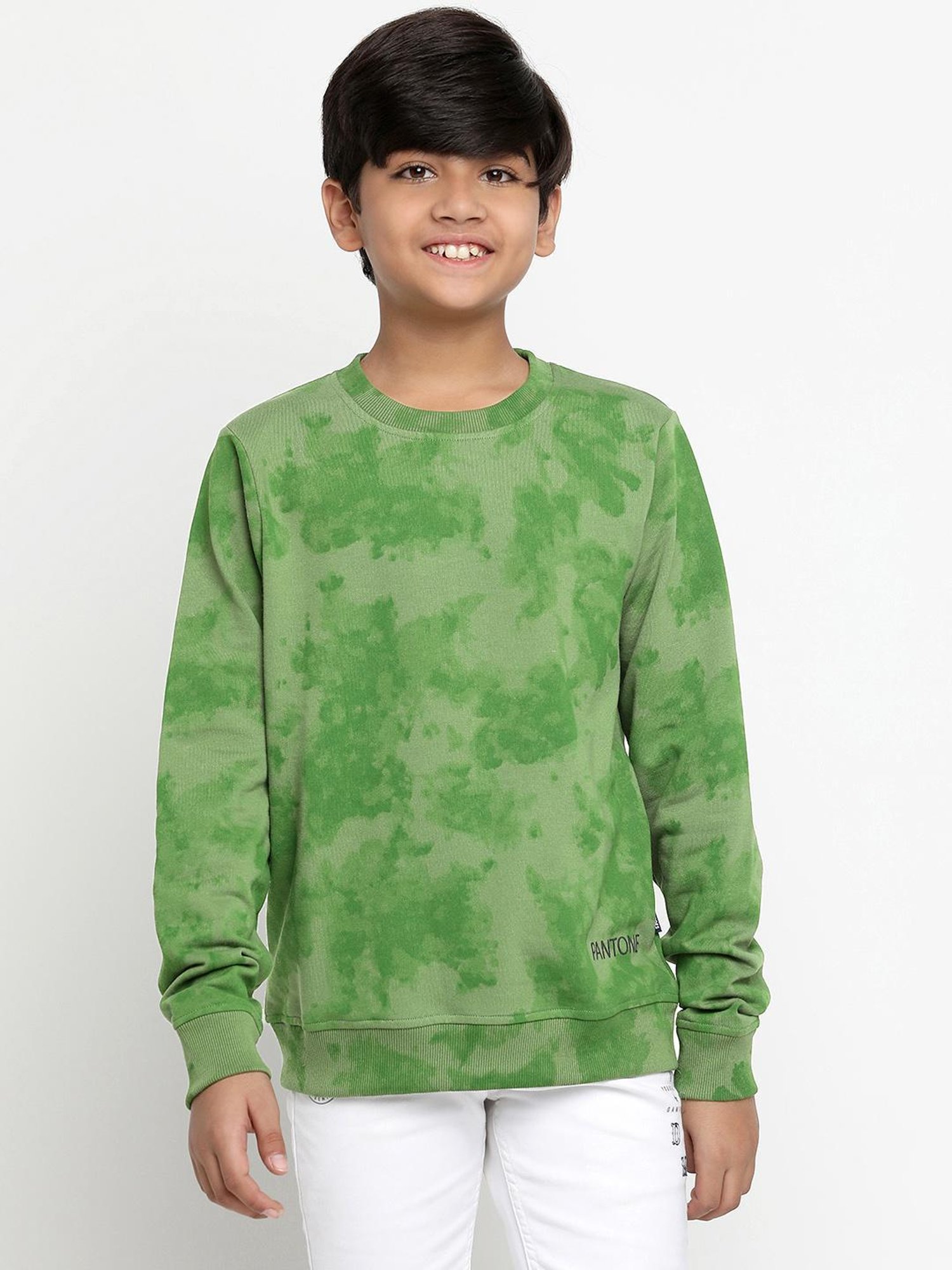 Lil Tomatoes Kids Olive Camouflage Full Sleeves Sweatshirt