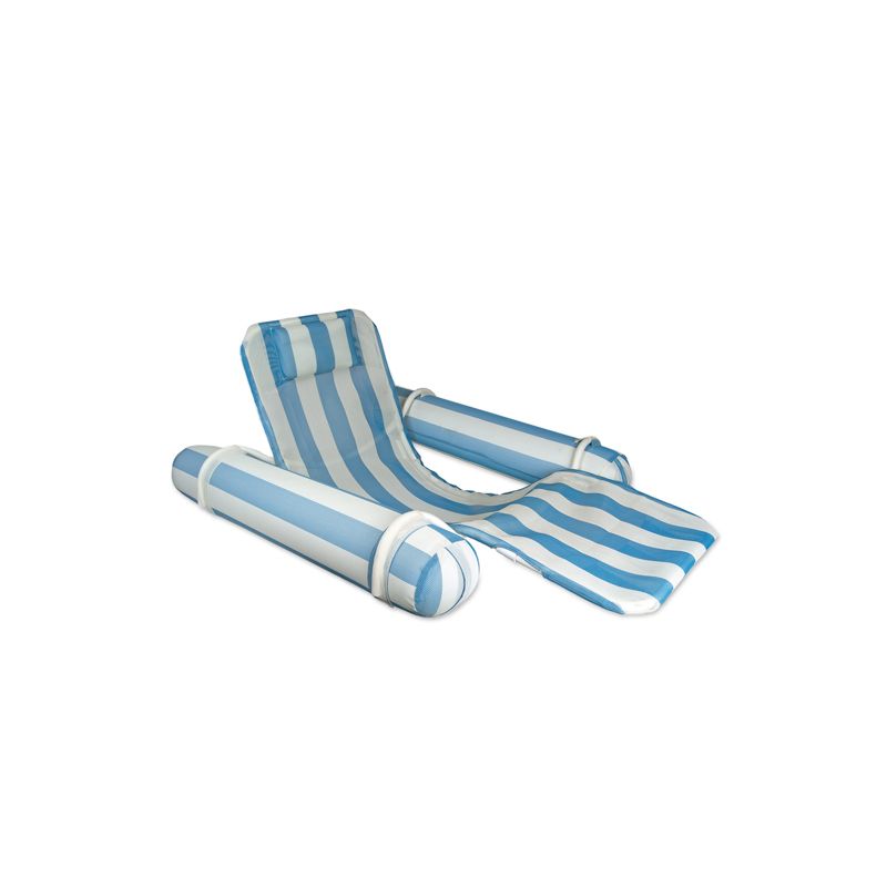 Swim Central 62" Striped Aqua Drifter Floating 1-Person Swimming Pool Chaise Lounge - Blue/White