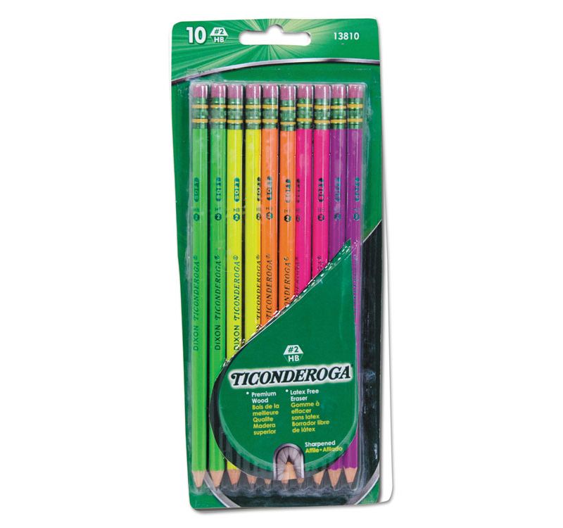 Ticonderoga Pre-Sharpened Pencil HB #2 Assorted Color Barrels 10/Set 13810