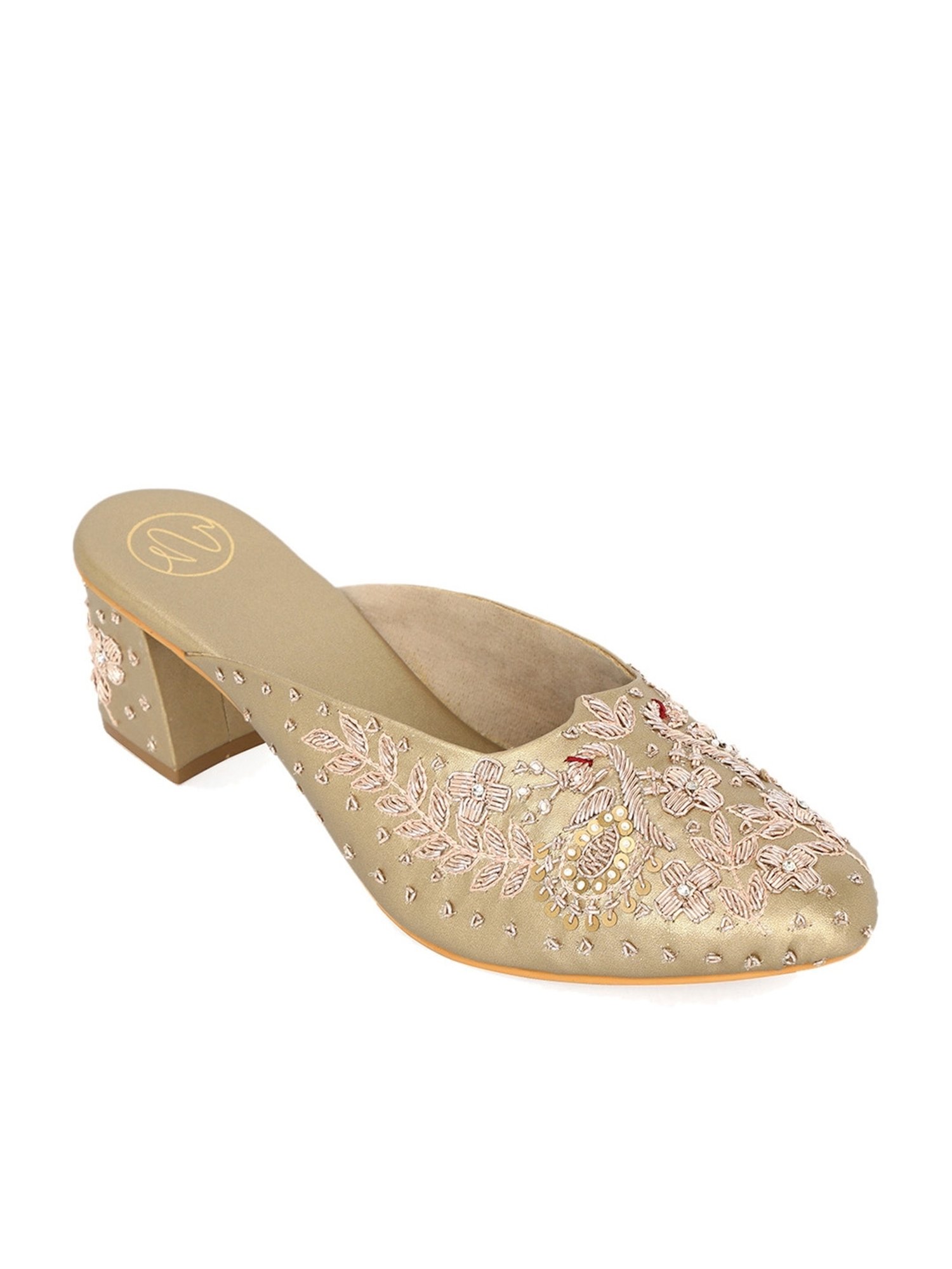 NR by Nidhi Rathi Women's Golden Mule Shoes