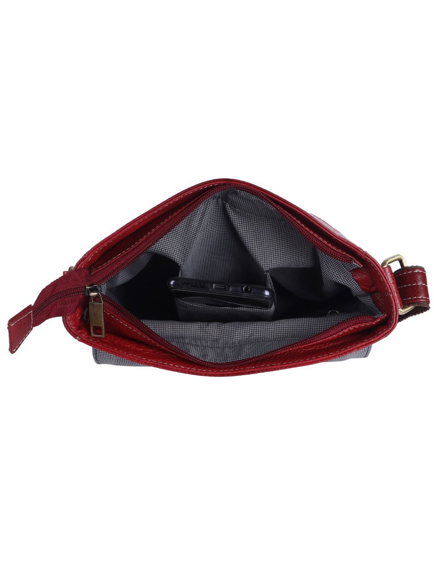 HiLEDER Pure Genuine Leather Messenger Shoulder Sling Cross Body Office Bag for Men and Women,Maroon