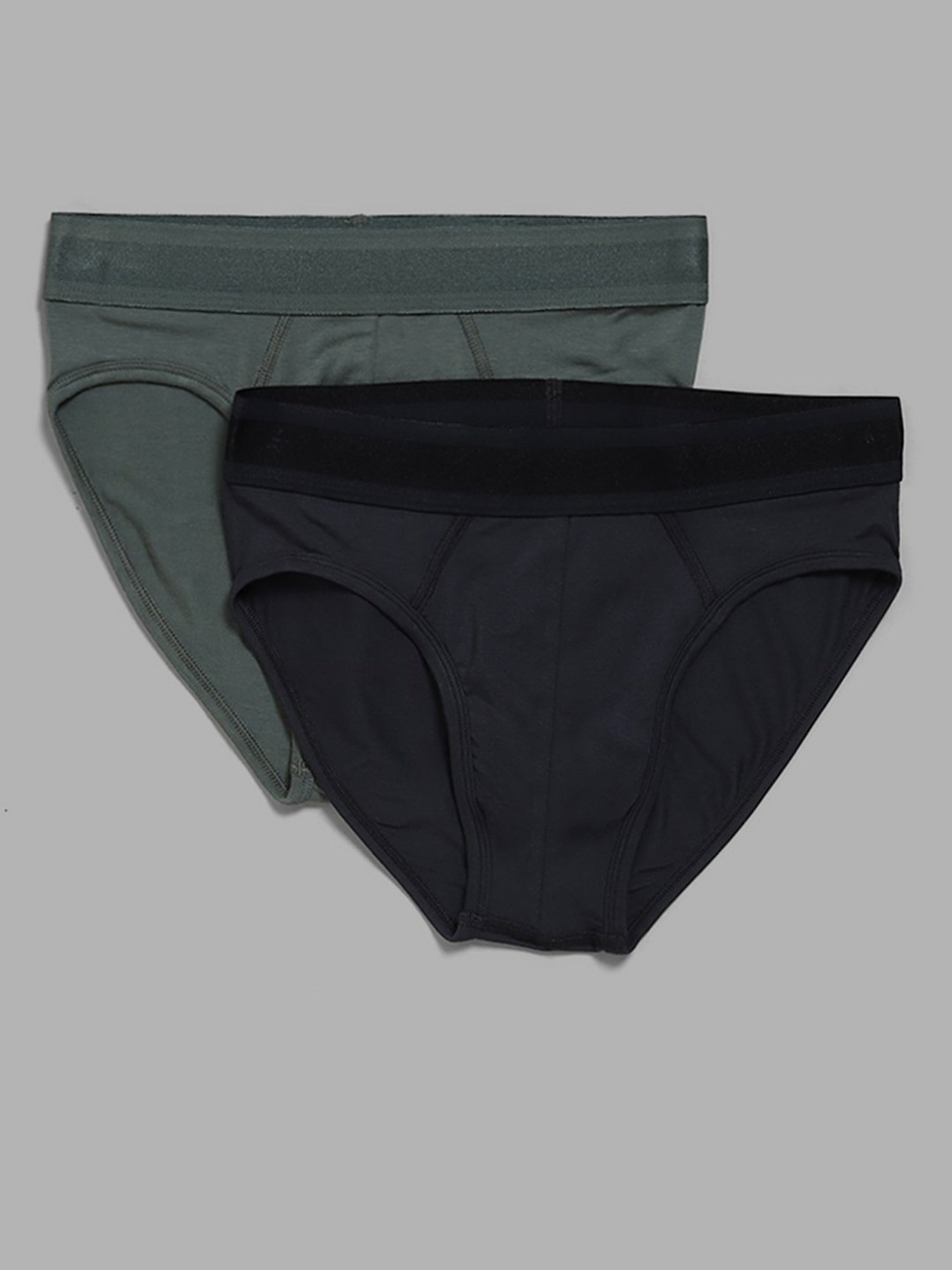 WES Lounge by Westside Grey & Green Briefs - Pack of 2