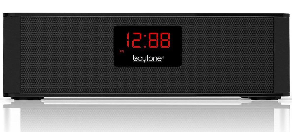 Boytone BT-87CR Portable FM Radio Alarm Clock, Wireless Bluetooth 4.1 Speaker, Built-in 8 Hours Play Rechargeable Batter