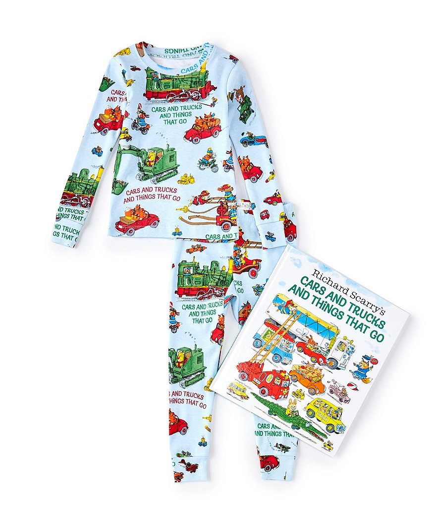 Books To Bed Little/Big Boys 2-6 Cars & Trucks & Things That Go Pajamas & Book Set