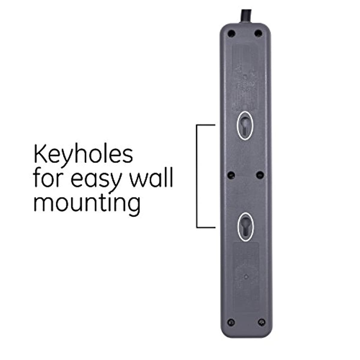 GE, Black, Power Strip Surge Protector, Charger, 4 Outlets, 2 USB Ports, Fast Charge, Flat Plug, Long Cord, 3ft, 37053, 3 Ft