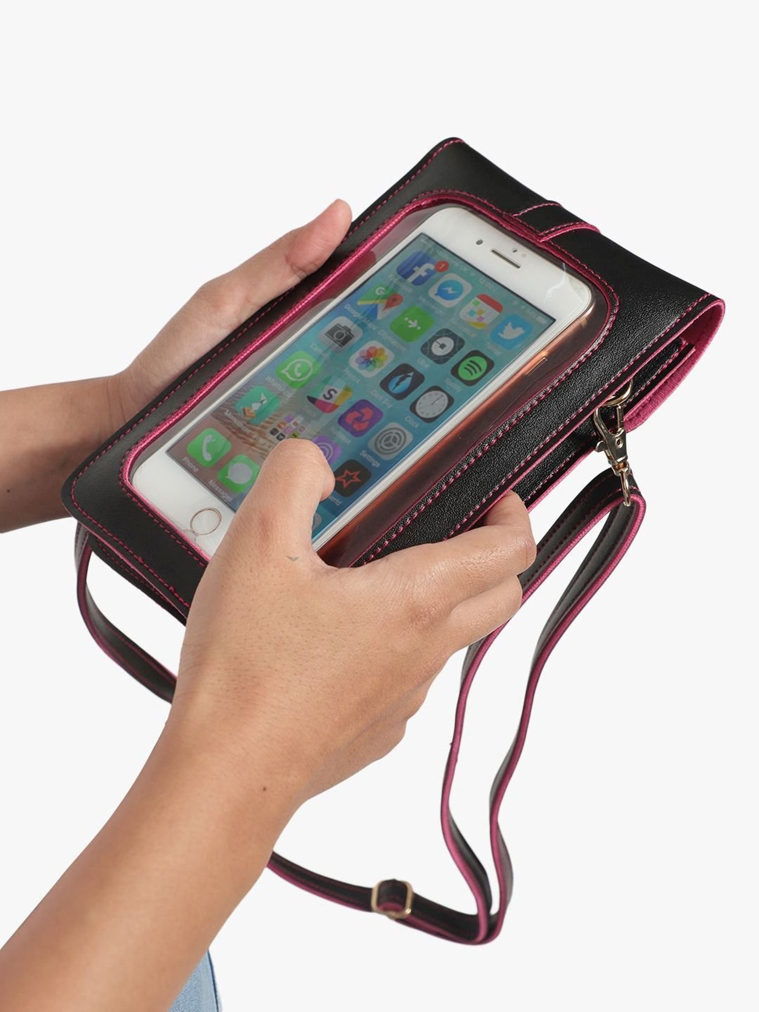 Spice Art Black Solid Mobile Pouch