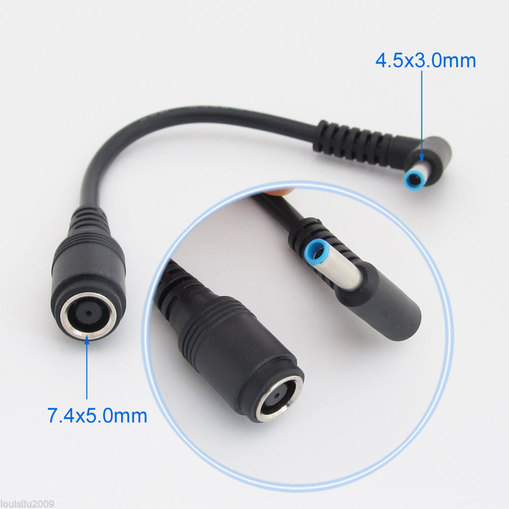 DC 7.4x5.0mm Female to 4.5x3.0mm Pin Male Laptop Power Adapter Converter Plug Cable Cord for HP Envy Touchsmart 15 17 Charger