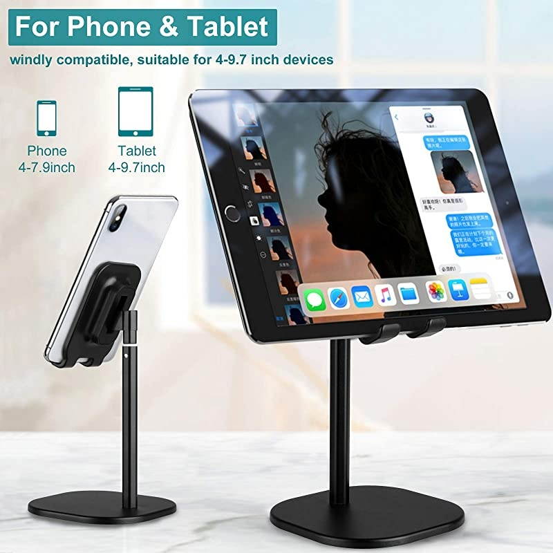 Cell Phone StandAngle Height Adjustable Stable Cell Phone Stand for DeskSturdy Aluminum Metal Phone HolderCompatible with Mobile PhoneiPadKindleTablet410inch
