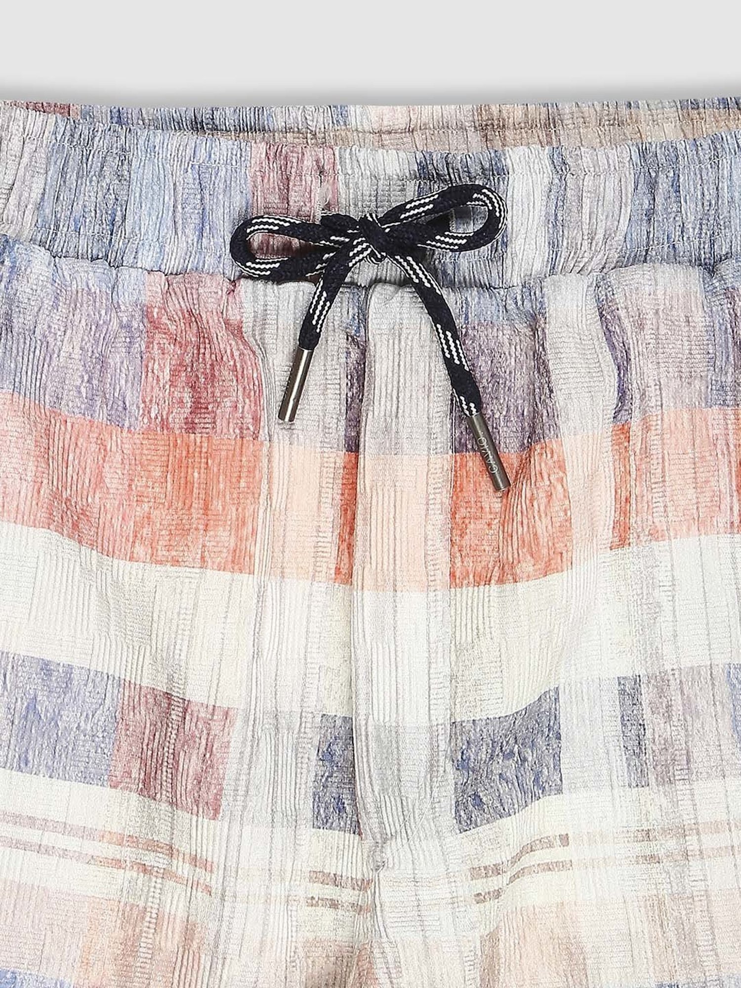 Cavio Kids Blue & Peach Cotton Chequered Shirt Set