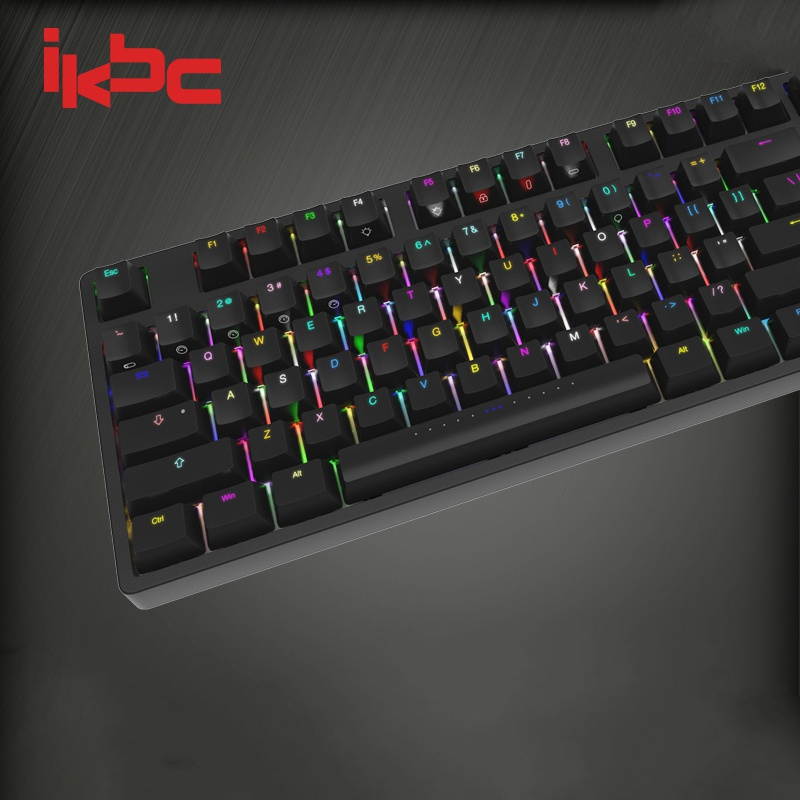 iKBC  F87-RGB Cool Exterior TKL USB Wired RGB N-key Rollover Mechanical Keyboard  For Office And Game, Cherry MX  Silver - Black