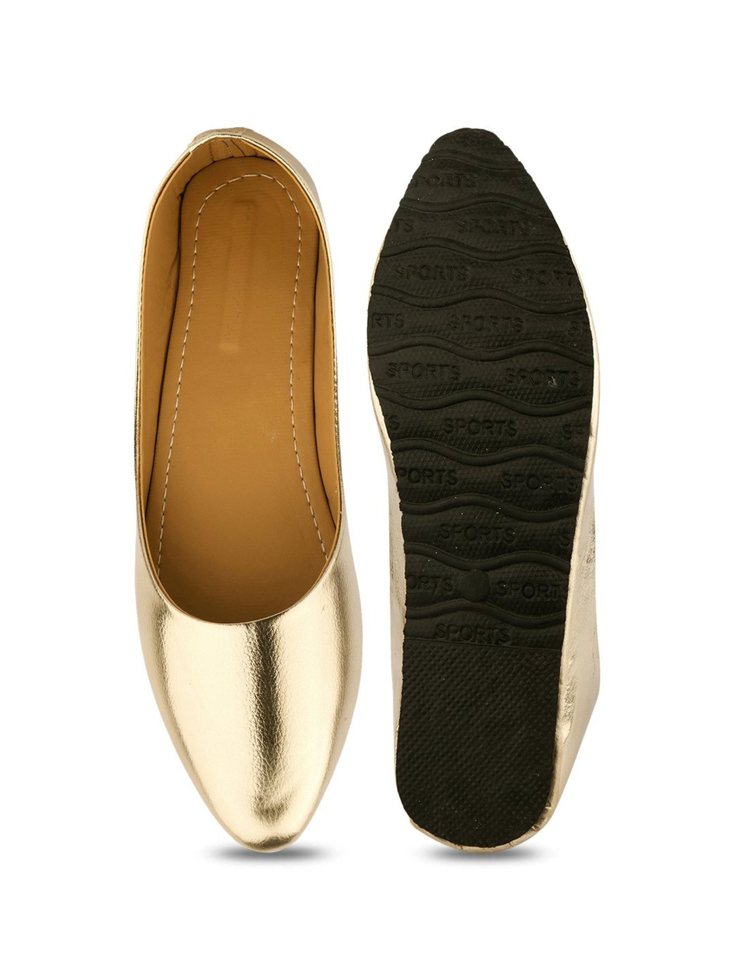 Desi Colour Women's Golden Flat Ballets