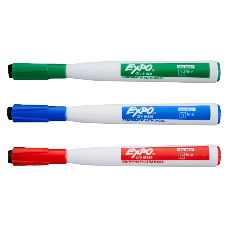 3pk Dry Erase Marker Magnetic and Eraser Fine Tip Multicolor - Expo
