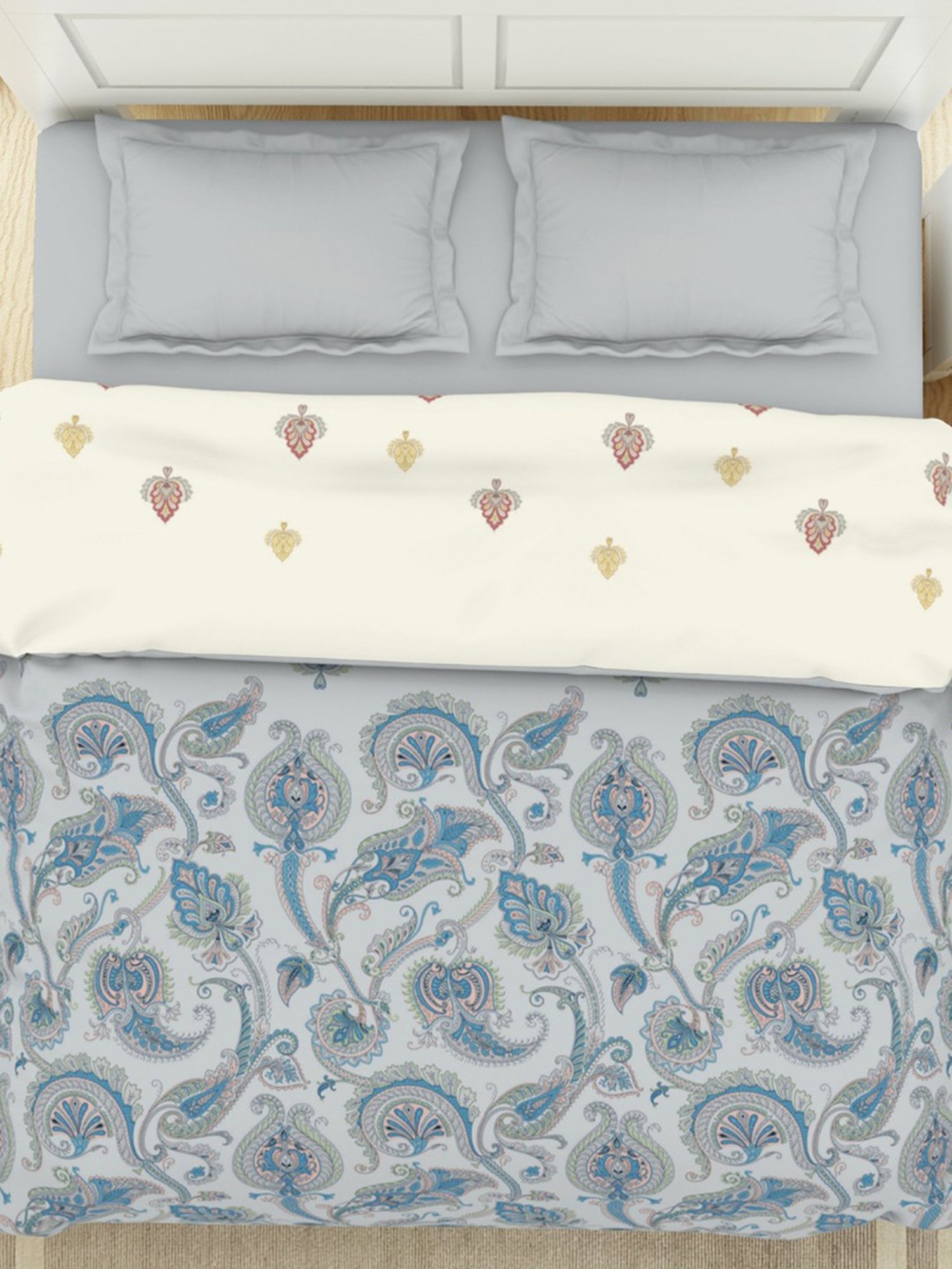 Maspar Vincent Green & Blue Cotton 120 TC Reversible Quilt - Set of 1