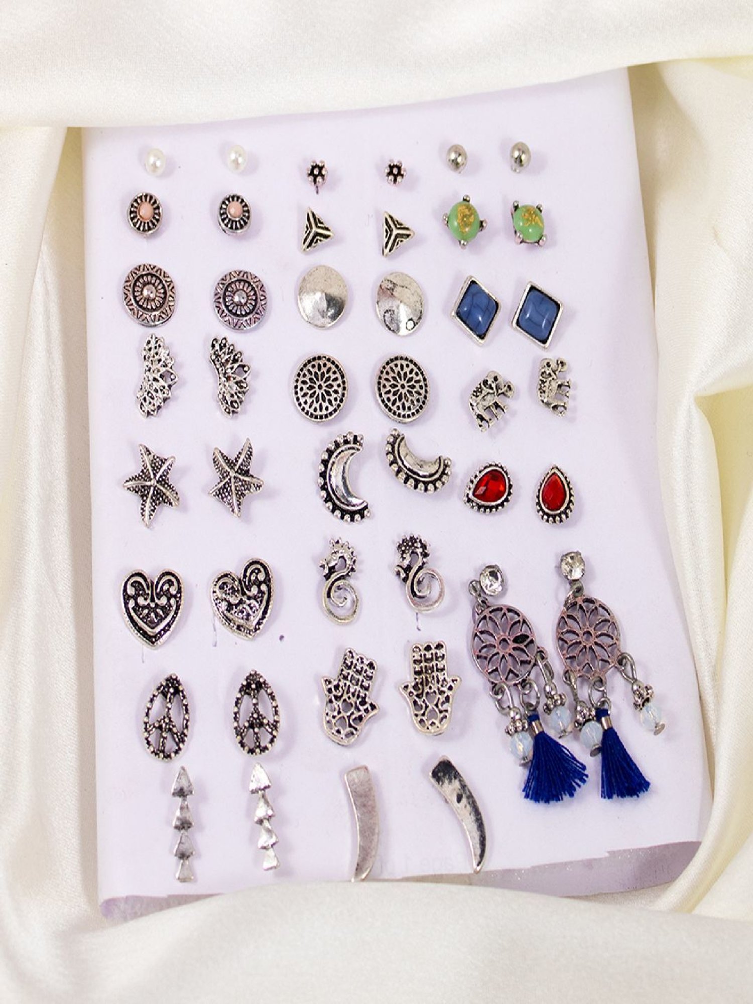 Jewelz Fashion Silver Stud Earring Set for Women & Girls Pack of 22